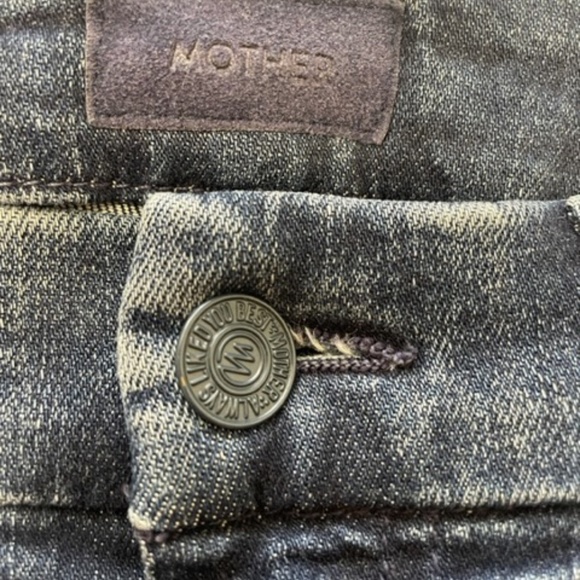 MOTHER High Waisted Looker Jeans Here Kitty Kitty Glitter Racer - Picture 5 of 13